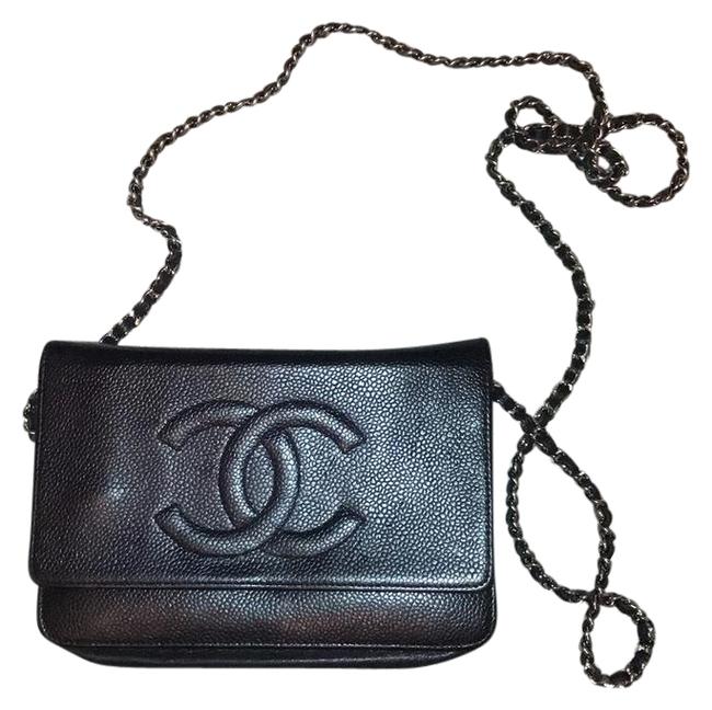 Chanel Wallet on Chain Shoulder Woc Caviar Leather Black Cross Body Bag 