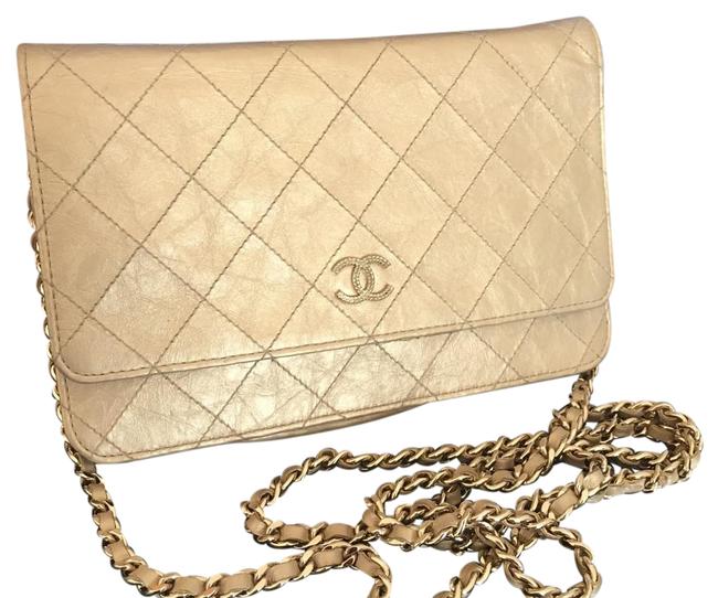 Chanel Wallet on Chain Woc Gold Leather Cross Body Bag 