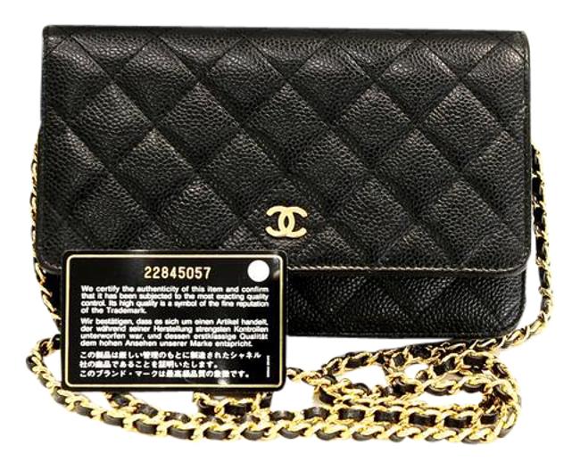 Chanel Wallet on Chain Wock Caviar Black Leather Cross Body Bag 