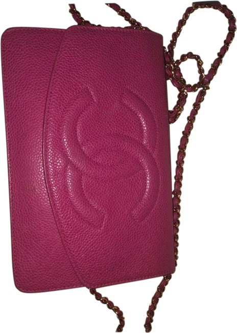Chanel Woc Excellent Used Condition Pink Leather Cross Body Bag 