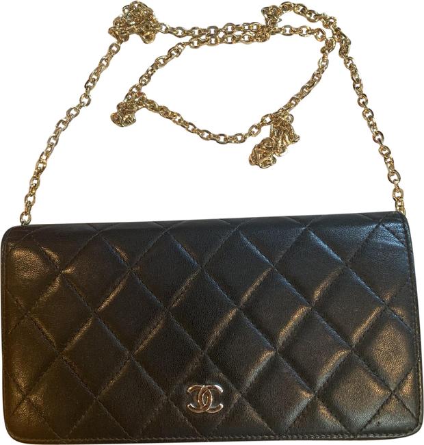 Chanel Yen Wallet Black Leather Cross Body Bag 