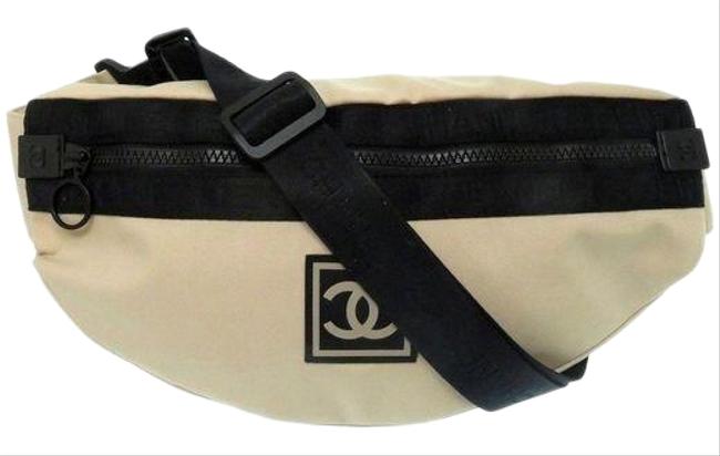 Chanel Zippered Fanny Pack Beige Nylon Cross Body Bag 