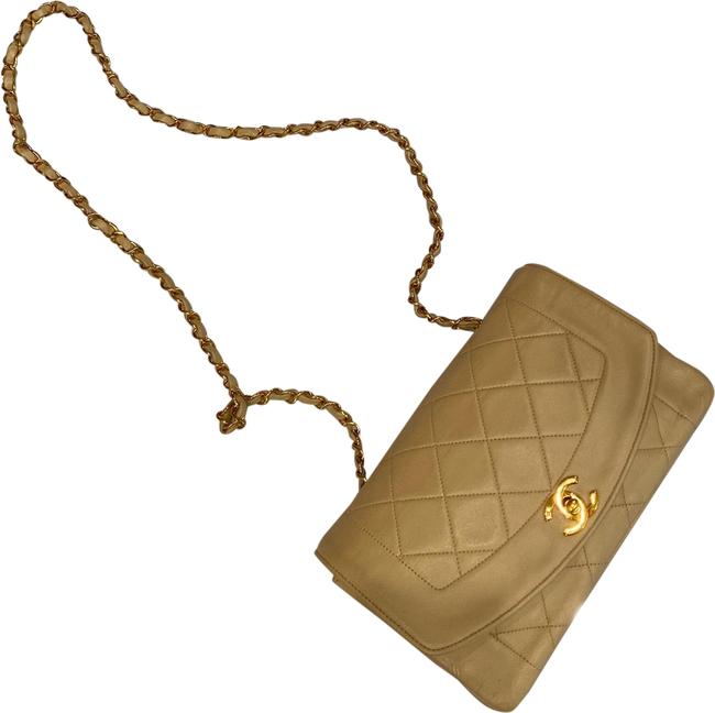 Chanel Diana Vintage Princess NudeBeige Lambskin Leather Cross Body Bag 