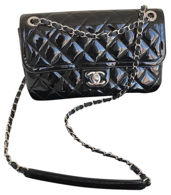 Chanel 2015 Black Patent Leather Cross Body Bag 