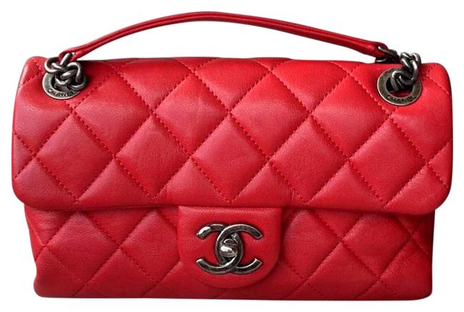 Chanel 2015 Red Calfskin Leather Cross Body Bag 