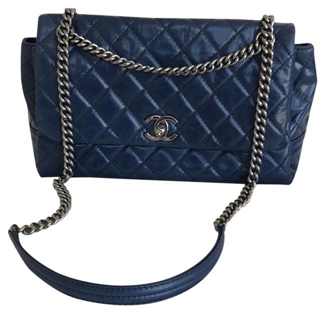 Chanel Shoulder 2015 Blue Calfskin Cross Body Bag 