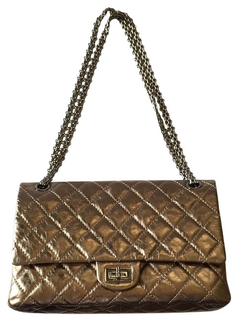Chanel 255 Reissue Reissue Bronze Leather Cross Body Bag 