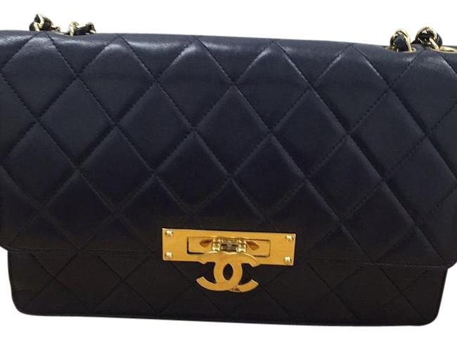 Chanel 255 Reissue Navy Blue Leather Cross Body Bag 