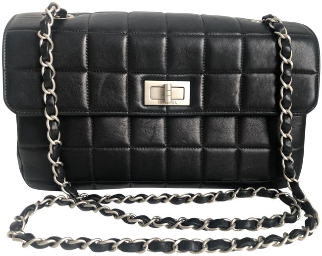 Chanel 255 Reissue Chocolate Bar Black Leather Cross Body Bag 