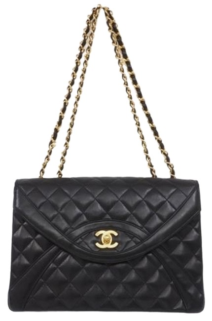 Chanel 255 Reissue Classic Flap Black Lambskin Leather Cross Body Bag 