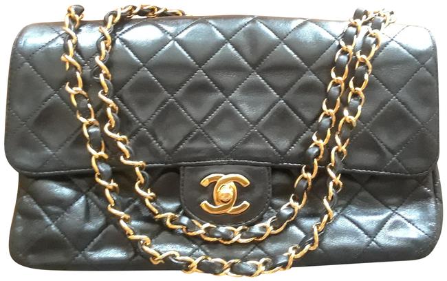Chanel 255 Reissue Medium Black Lambskin Leather Cross Body Bag 