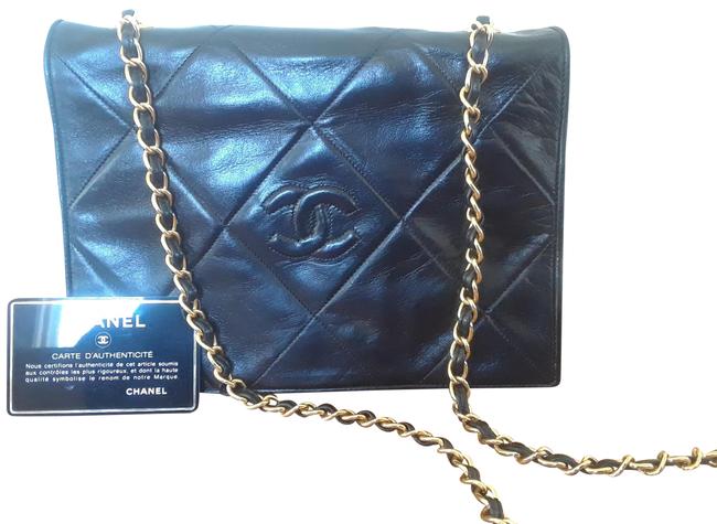 Chanel 255 Reissue Medium Quilted Black Lambskin Leather Cross Body Bag 