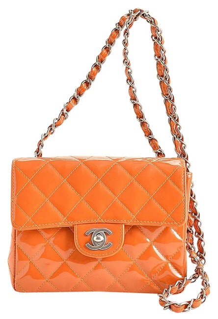 Chanel 255 Reissue Quilted Mini Orange Patent Leather Cross Body Bag 