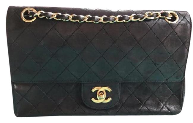 Chanel 255 Reissue Double Flap Vintage Black Leather Cross Body Bag 