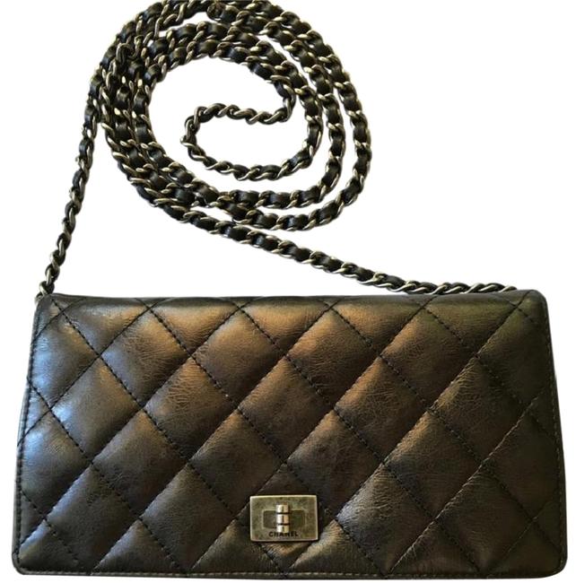 Chanel 255 Reissue Wallet On A Chain Black Lambskin Leather Cross Body Bag 