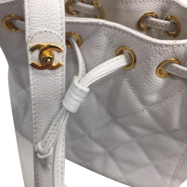 Chanel 4106543 White Leather Quilted Cross Body Bag 