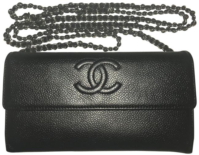 Chanel Bifold Wallet with Chain Black Caviar Cross Body Bag 