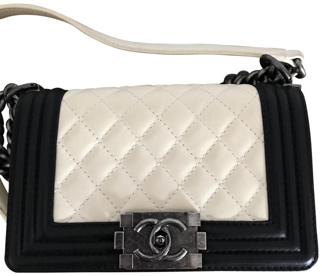 Chanel Black and White Leather Cross Body Bag 