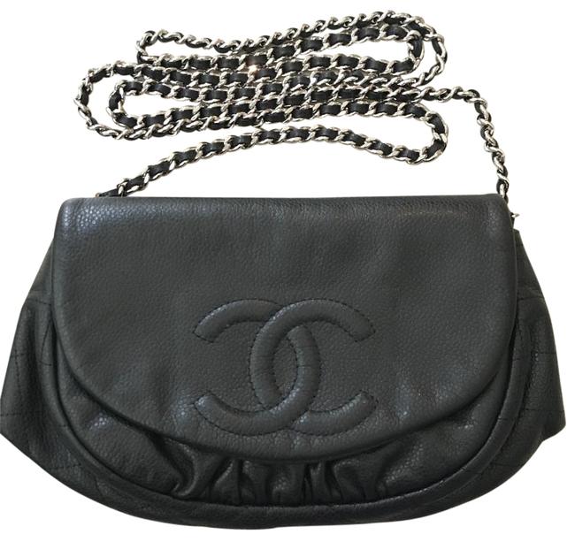 Chanel Black Caviar Leather Crescent WOC Shoulder Bag 