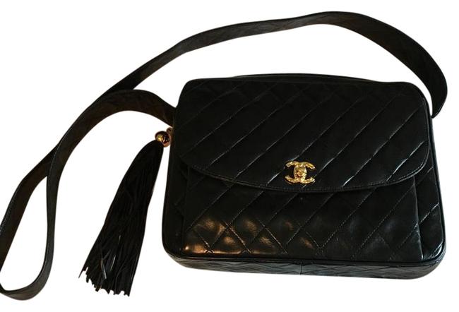 Chanel Black Lamb Leather Cross Body Bag 