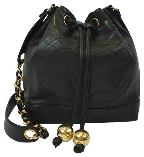 Chanel Black Lambskin Bucket Bag 