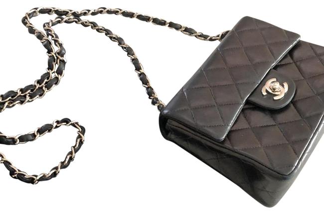 Chanel Black Lambskin Leather Cross Body Bag 