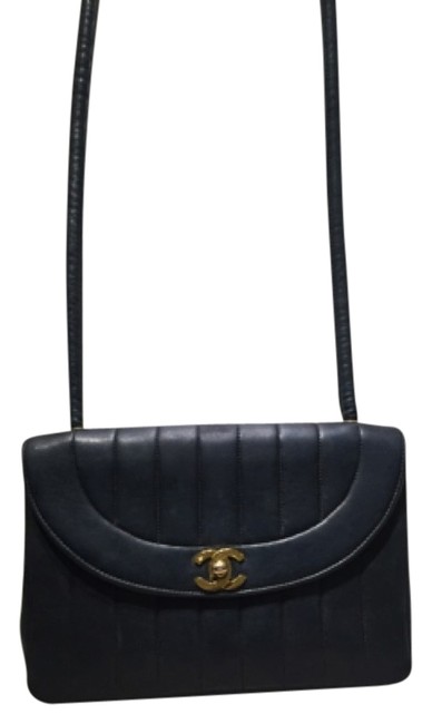 Chanel Black Lambskin Quilted Leather Cross Body Bag 