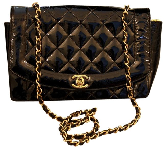 Chanel Black Patent Leather Cross Body Bag 
