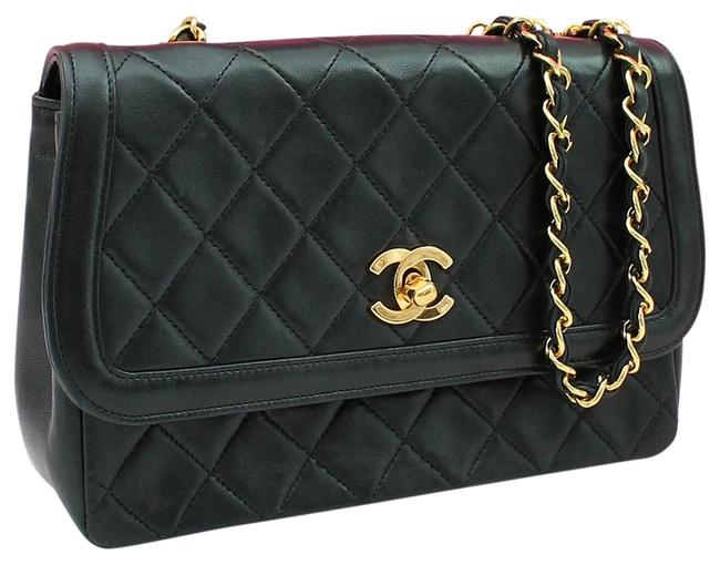 Chanel Black Quilted Lambskin Flap Gold Cross Body Bag 