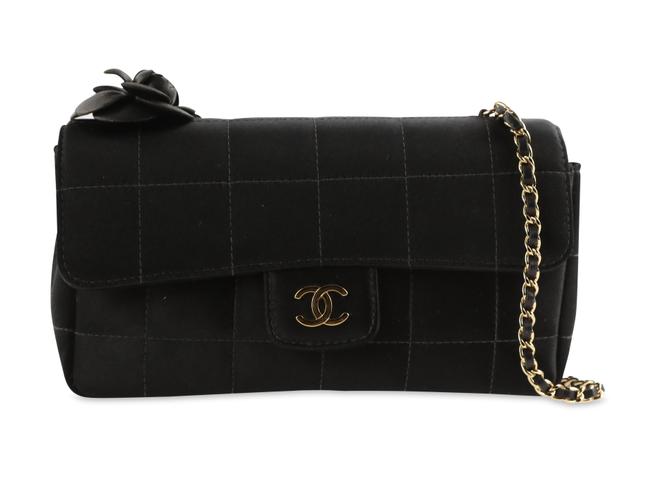 Chanel Black Satin Chocolate Bar Quilted New Mini Classic Flap 