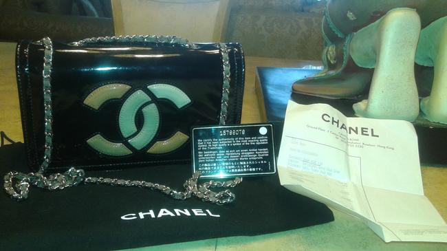Chanel Black with Receipt Patent Leather Cross Body Bag 