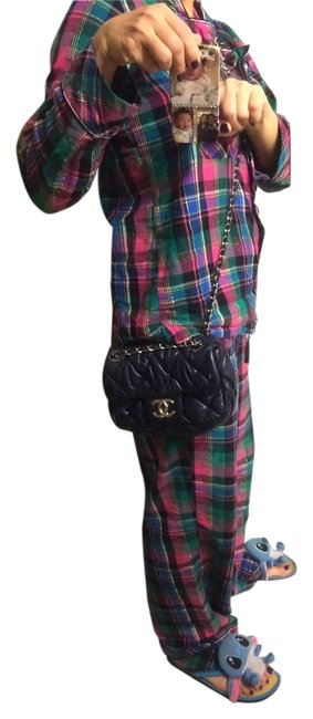 Chanel Blue Navy Lamdskin Cross Body Bag 