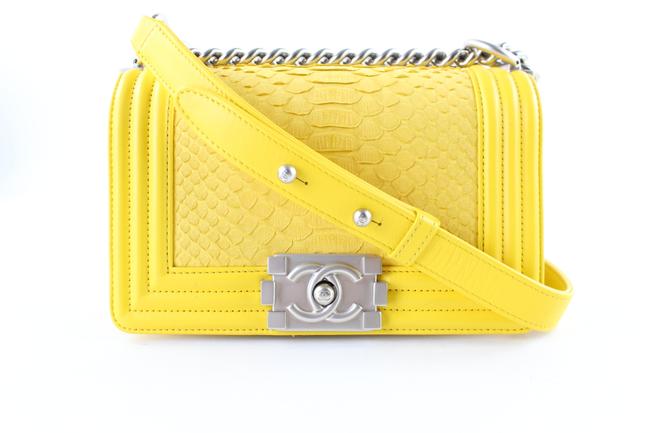 Chanel Boy 1cr0103 Yellow Python Cross Body Bag 