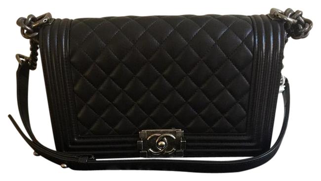 Chanel Boy Black Calfskin with Ruthenium Hw Cross Body Bag 