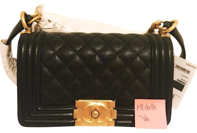 Chanel Boy Black Caviar Cross Body Bag 
