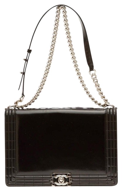 Chanel Boy Black Glazed Calfskin Cross Body Bag 