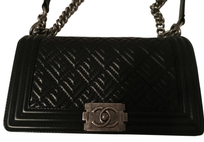 Chanel Boy Black Lambskin Cross Body Bag 