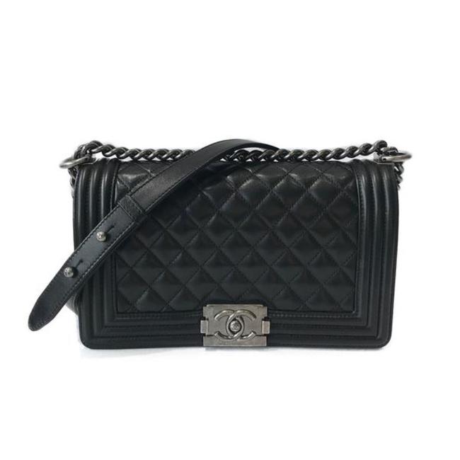 Chanel Boy Black Lambskin Leather Cross Body Bag 