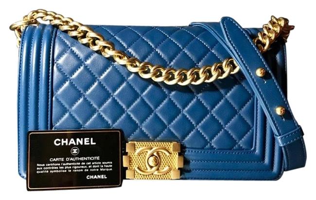 Chanel Boy Blue Lambskin Leather Cross Body Bag 