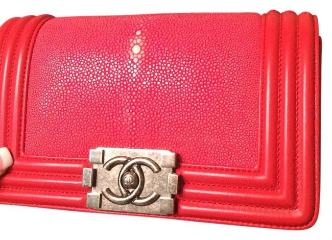 Chanel Boy Bright Red Stingray Cross Body Bag 