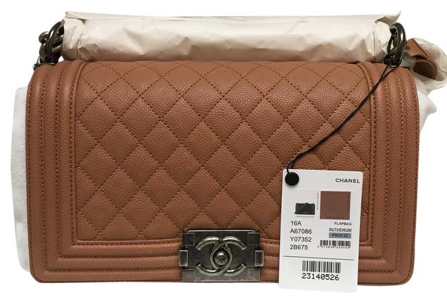 Chanel Boy Camel Caviar Cross Body Bag 