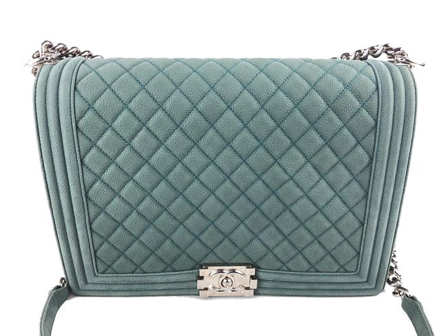 Chanel Boy Classic Green Leather Cross Body Bag 