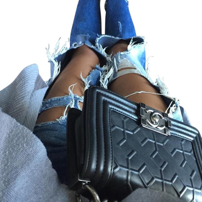 Chanel Boy Crystal Embossed Small Black Calfskin Cross Body Bag 