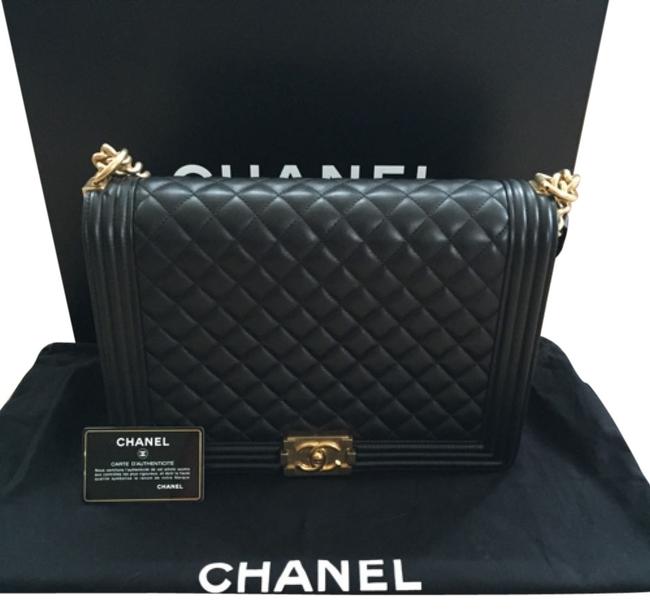 Chanel Boy Flapbag Black Gold Hardware Cross Body Bag 