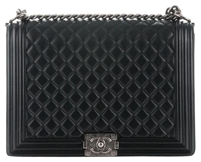 Chanel Boy Large Black Leather Cross Body Bag 
