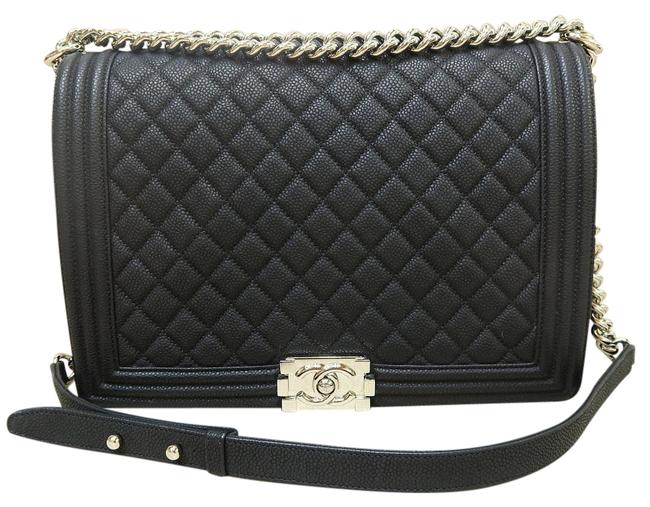 Chanel Shoulder Boy Large Le Black Caviar Cross Body Bag 
