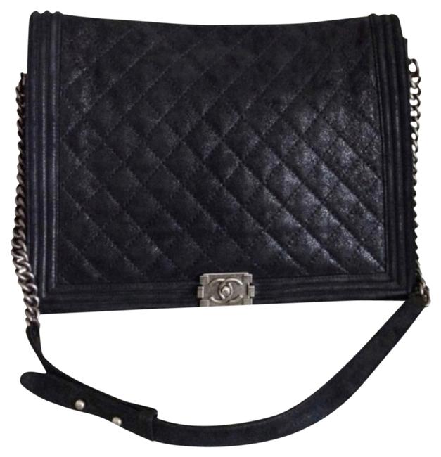 Chanel Boy Le Black Suede Cross Body Bag 