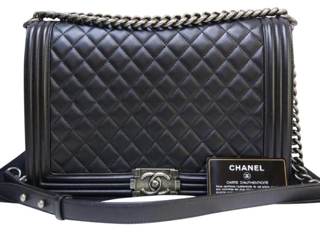 Chanel Boy Le Large Black Leather Cross Body Bag 
