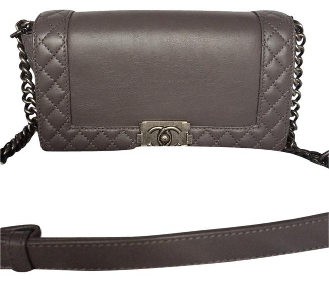 Chanel Boy Le Reverso Gray Leather Cross Body Bag 
