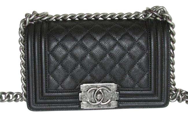 Chanel Boy Le Small Black Caviar Calfskin Cross Body Bag 